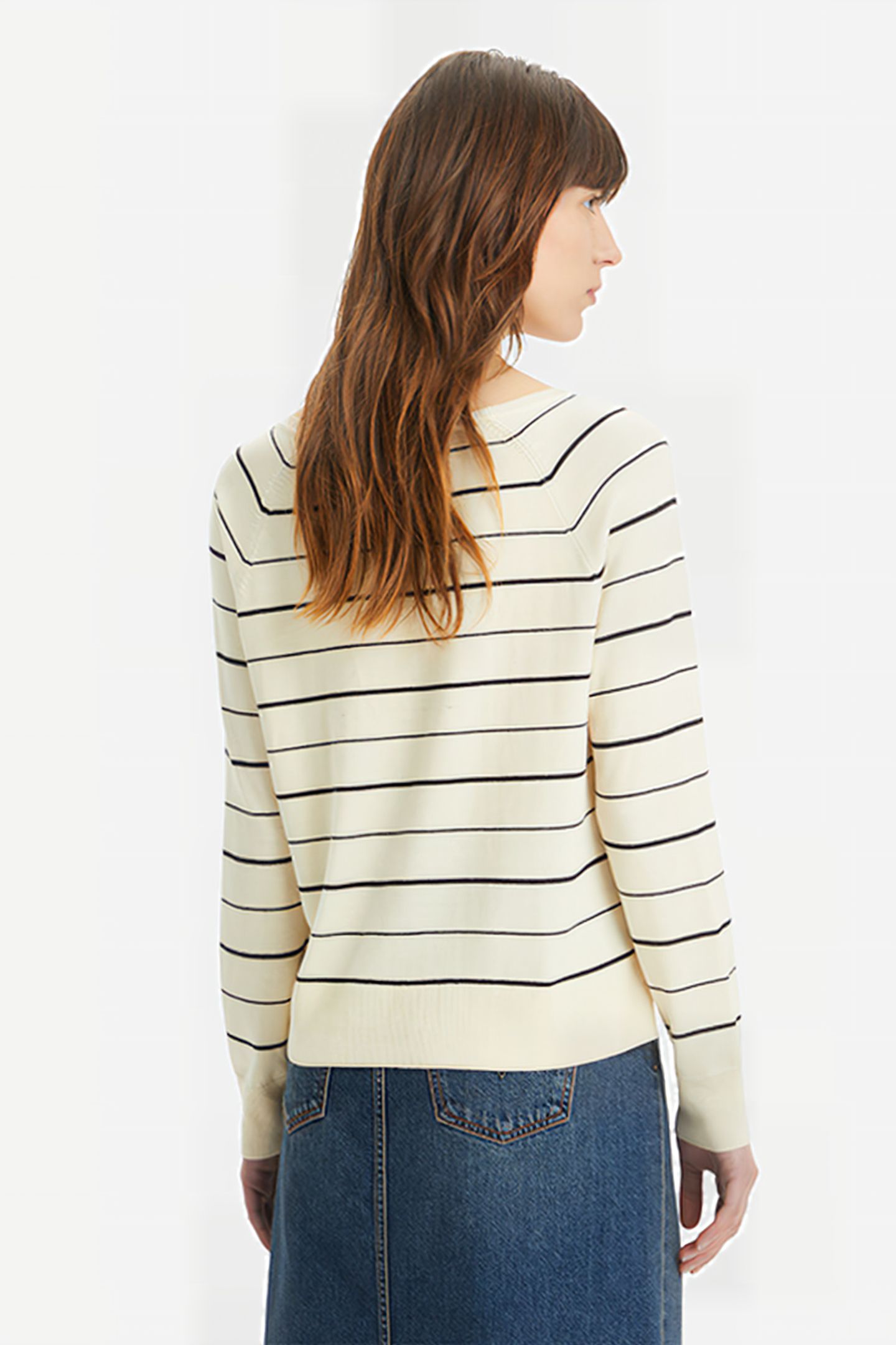 PETAL VNECK SWEATER OLYMPIC STRIPE WHITE 2