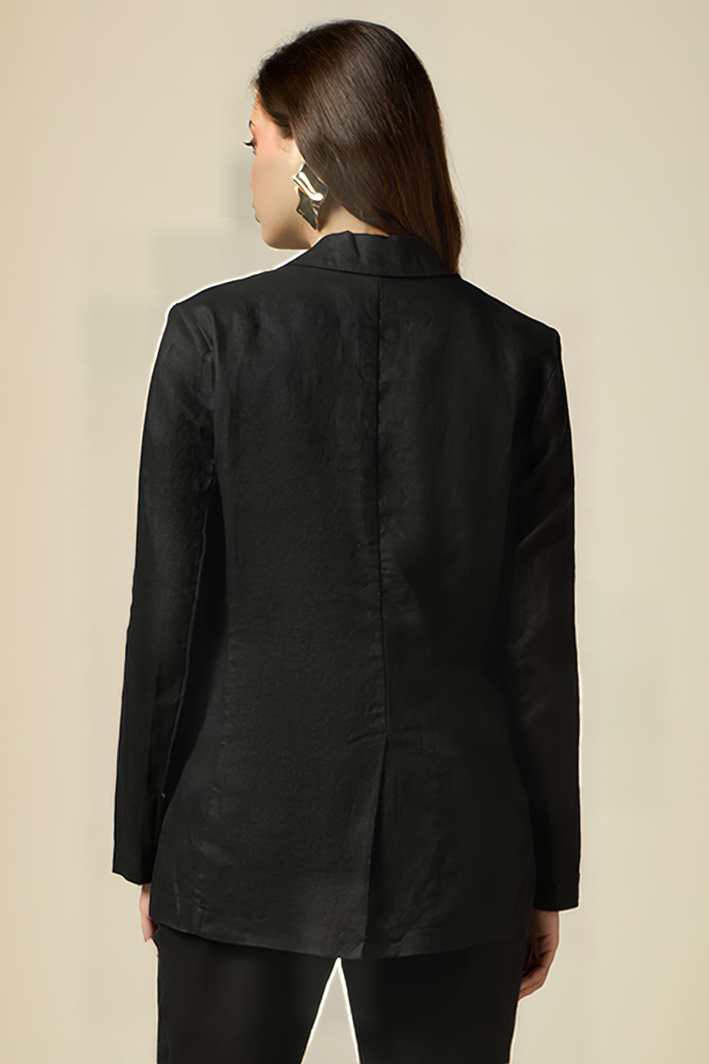 PURE LINEN BLAZER JACKET BLACK 2