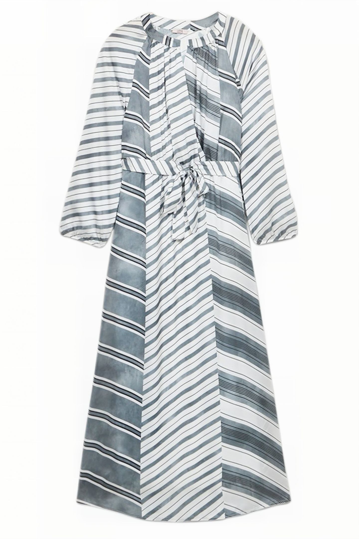 LONG PATTERNED SATIN DRESS GREY 3