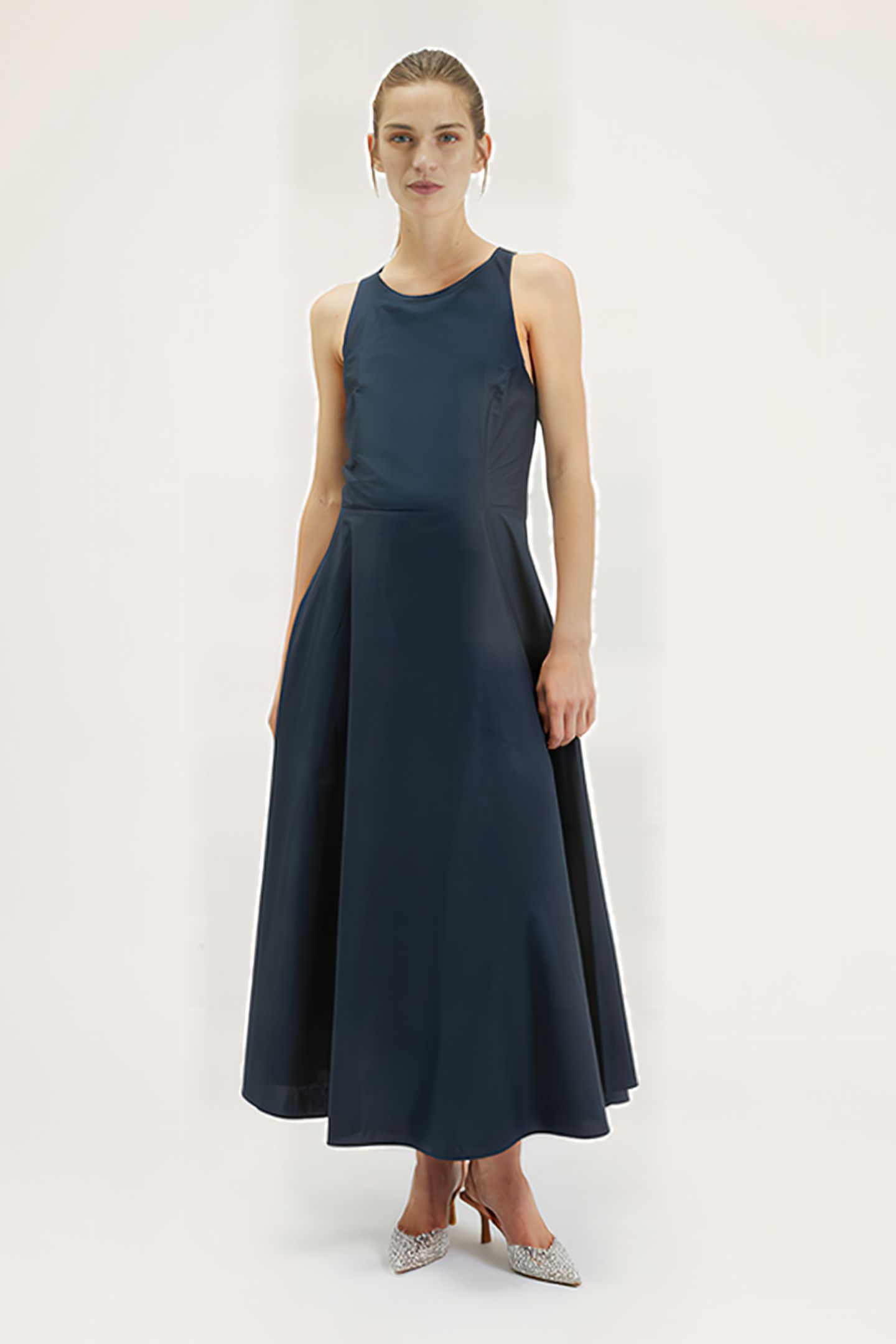 LONG DRESS WITH BACK CROSSOVER BLUE 1