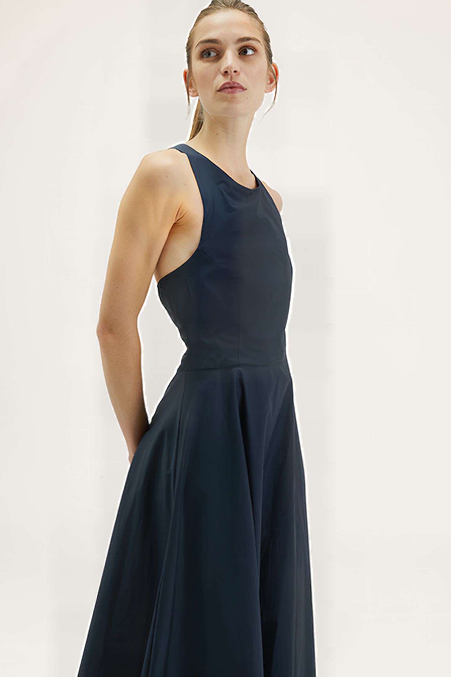 LONG DRESS WITH BACK CROSSOVER BLUE 5