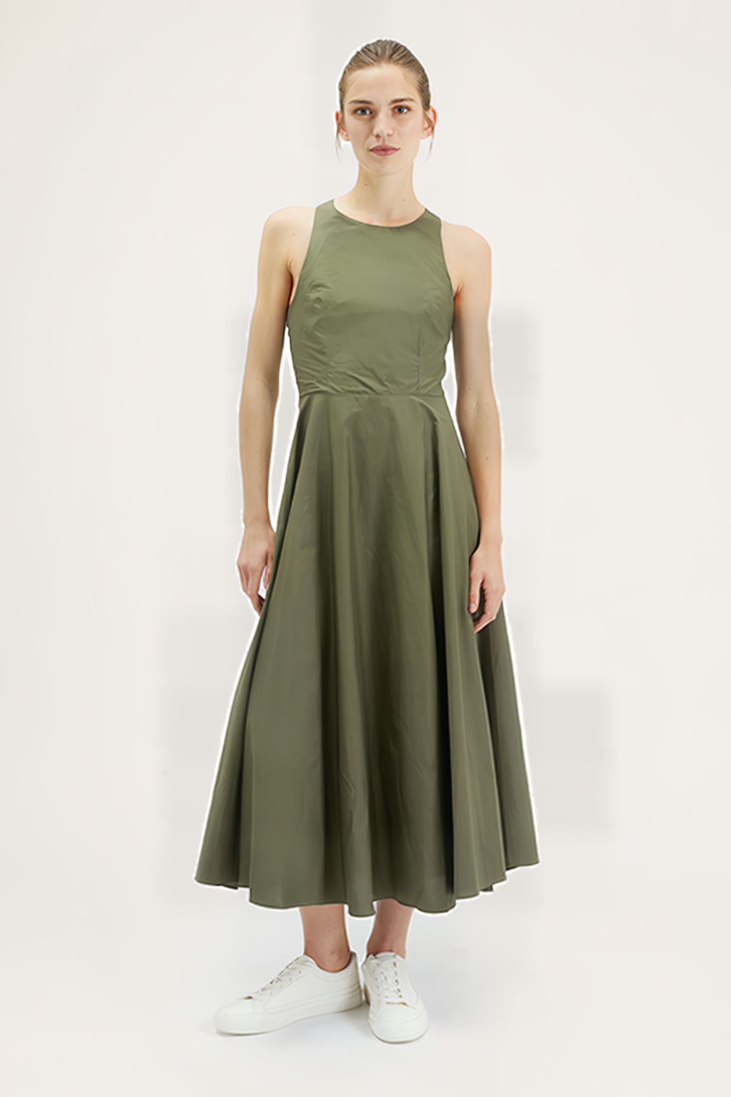 LONG DRESS WITH BACK CROSSOVER GREEN 1