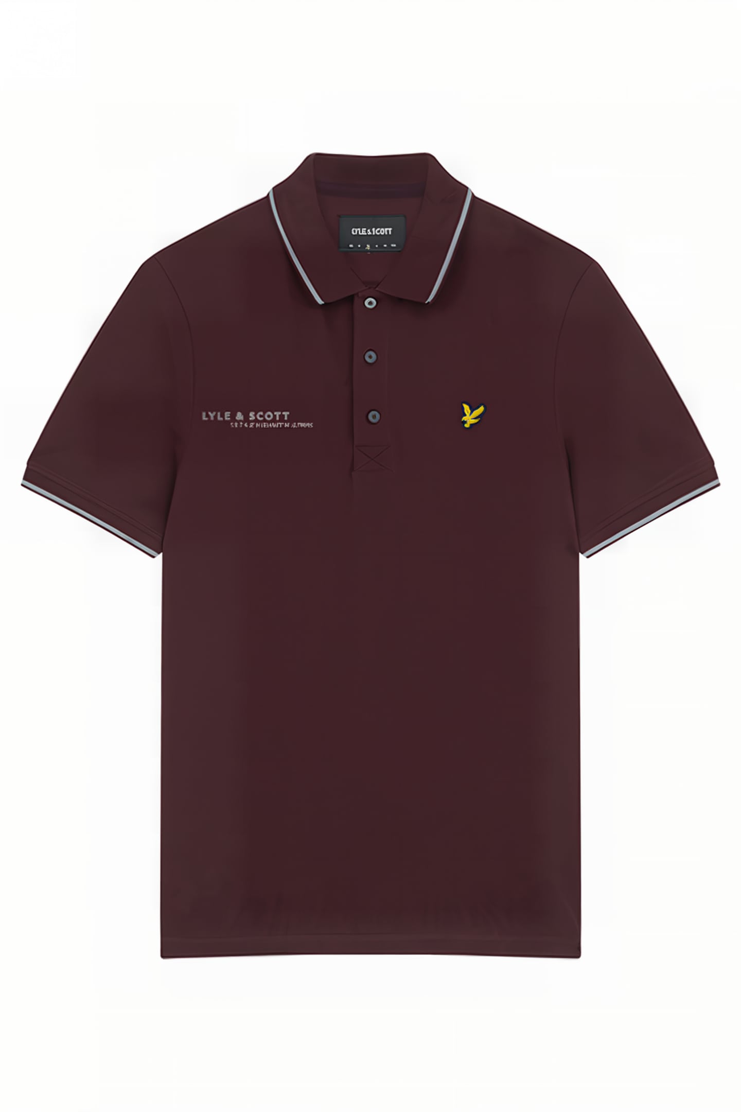 CO-ORDINATE PRINT TIPPED POLO SHIRT BURGUNDY/ MID GREY MARL 4