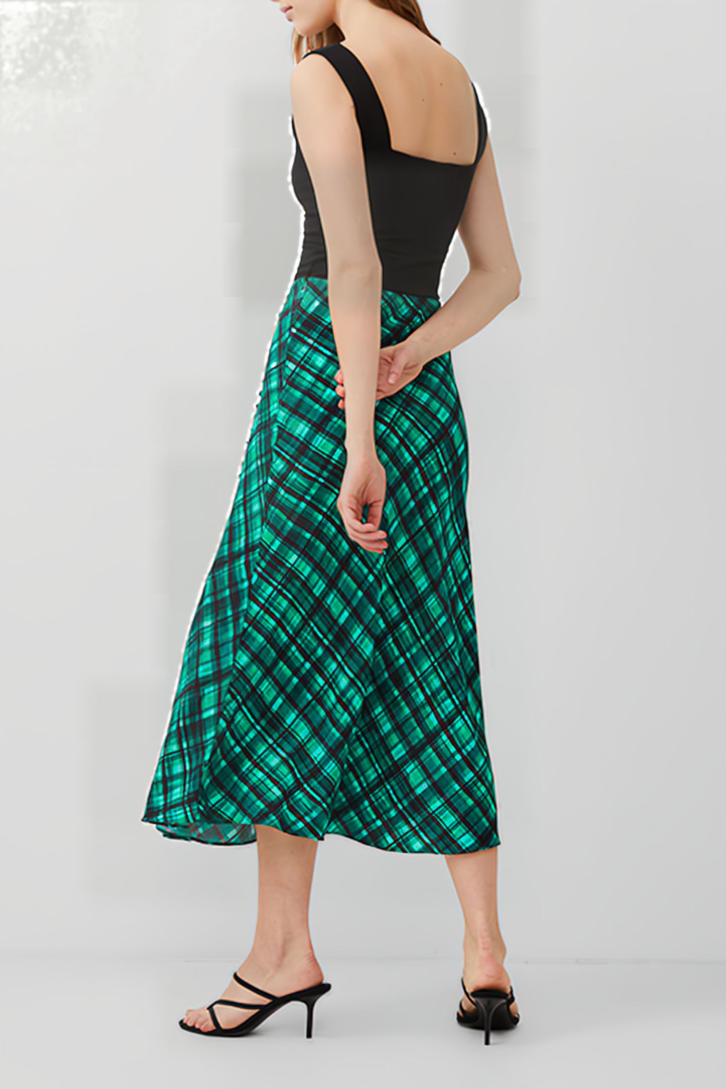 DANI CHECK DELPHINE SKIRT JELLY BEAN/FOREST 2