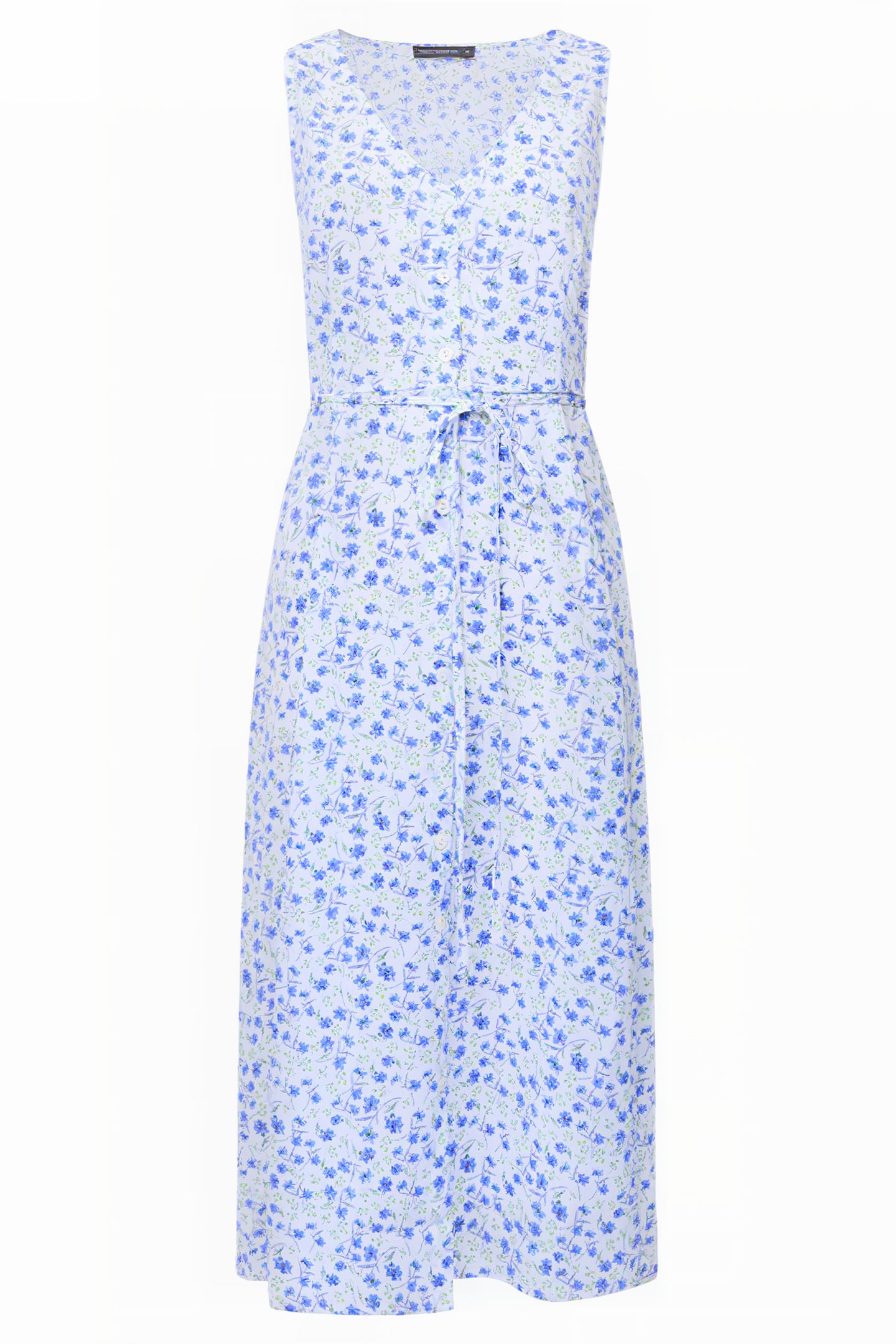 CAMILLE V-NECK SLEEVELESS DRESS SUMMER WHITE 1