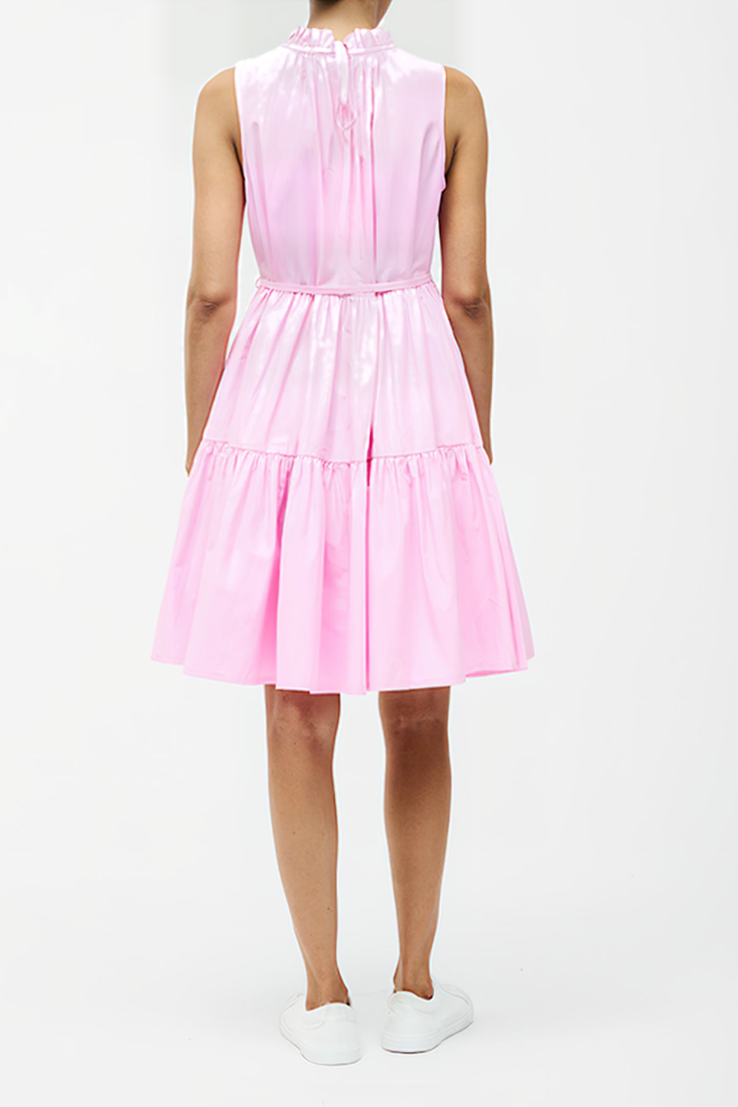 TIERED POPLIN MINI DRESS STRAWBERRY SHAKE 2