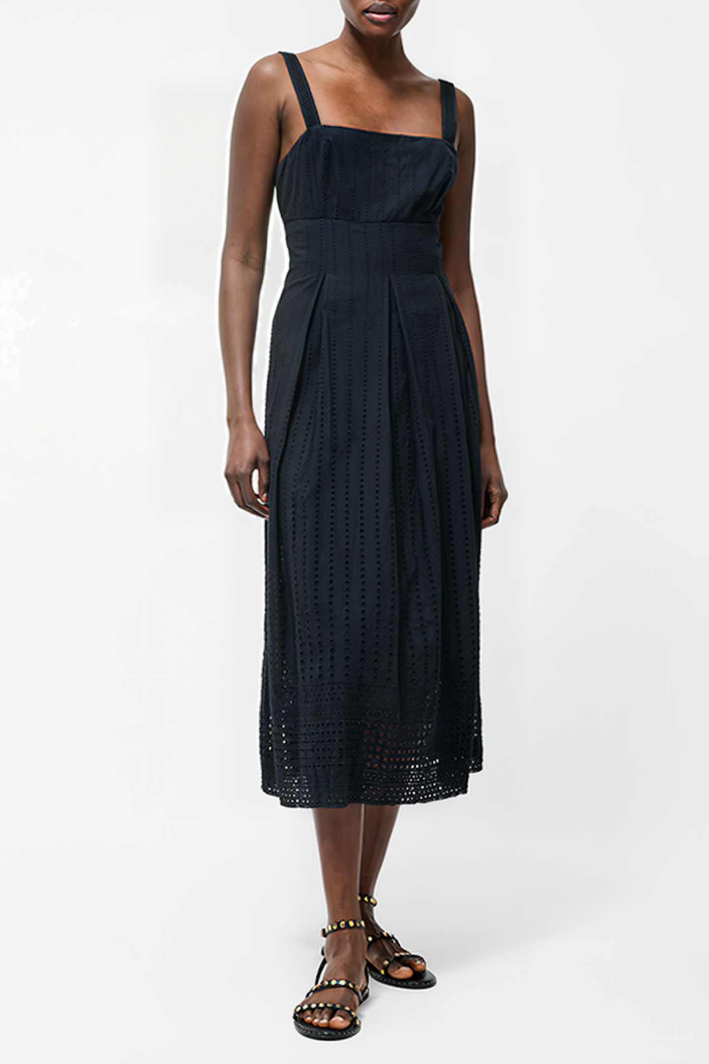 BRODERIE STRAP DRESS M SS25 BLACK 2