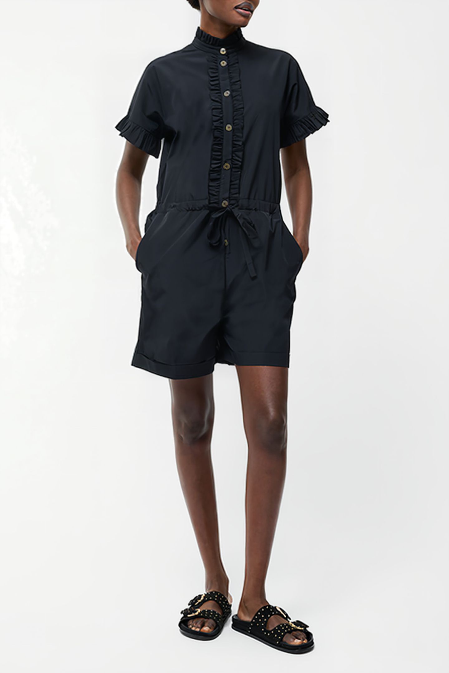 FRILL PLAYSUIT SZ18 BLACK 2