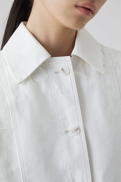 WHITE LEATHER JACKET WITH SEAMING DETAILS 5