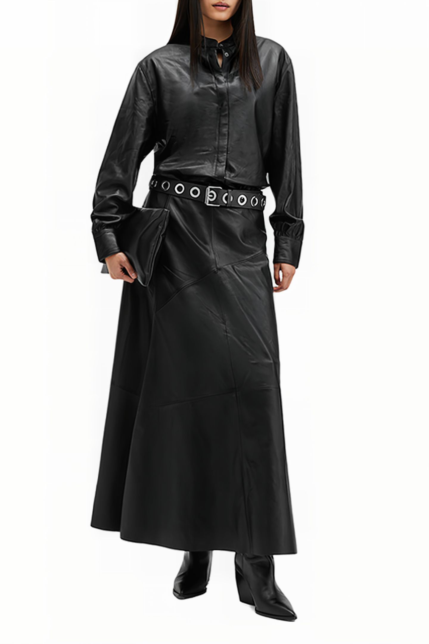 SARA LEATHER SHIRT BLACK 3