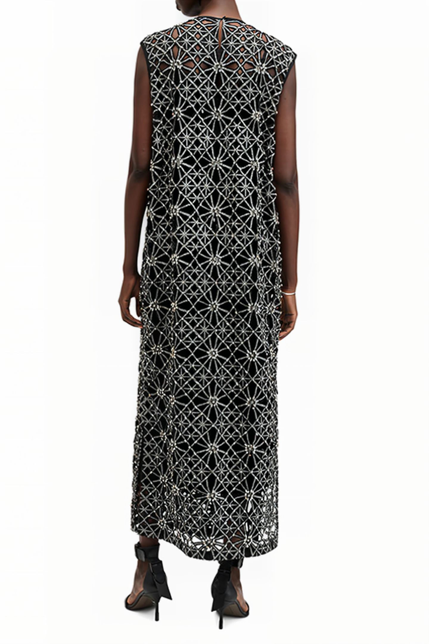 ILIANA MAX EMB DRESS BLACK/SILVER 2