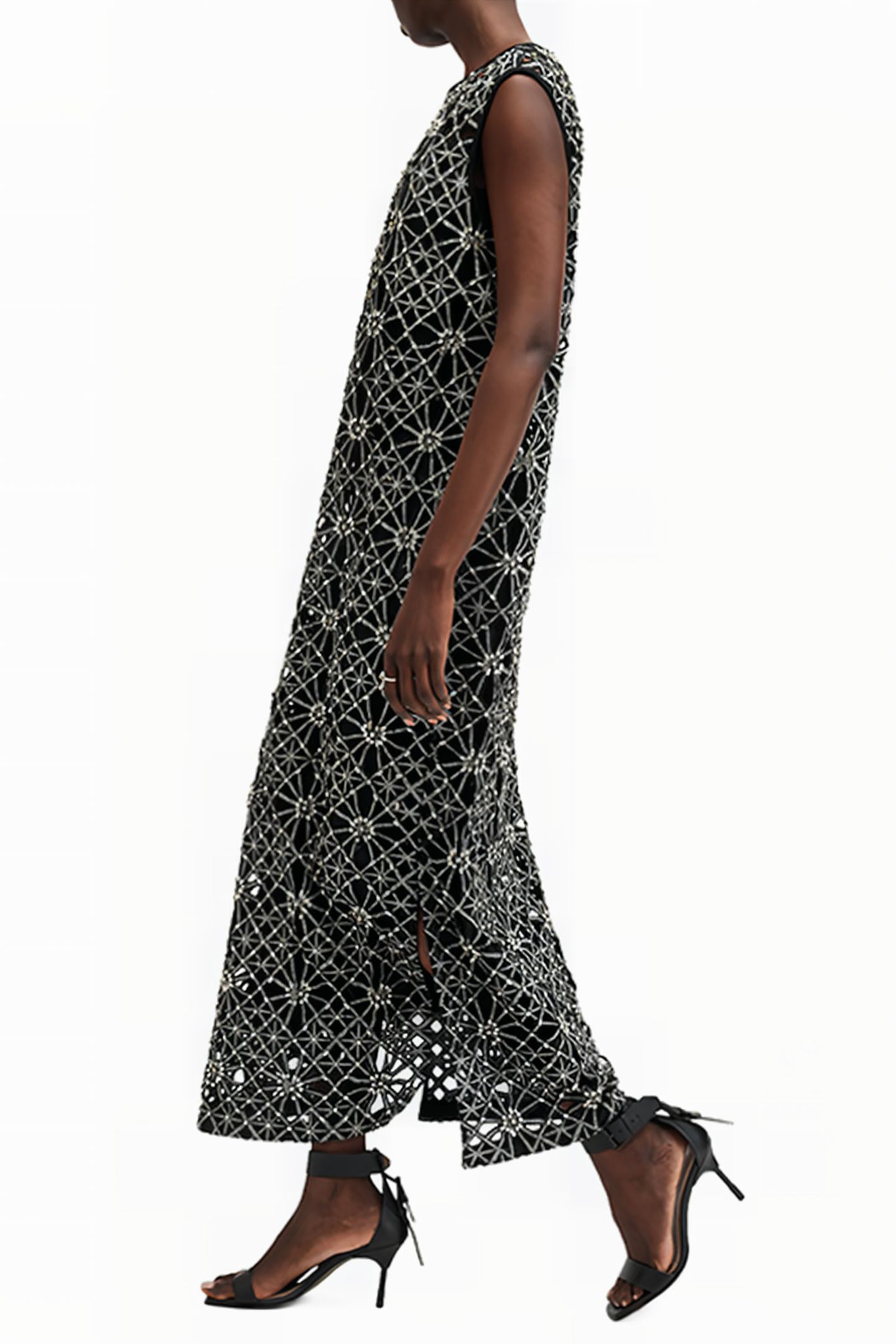 ILIANA MAX EMB DRESS BLACK/SILVER 4
