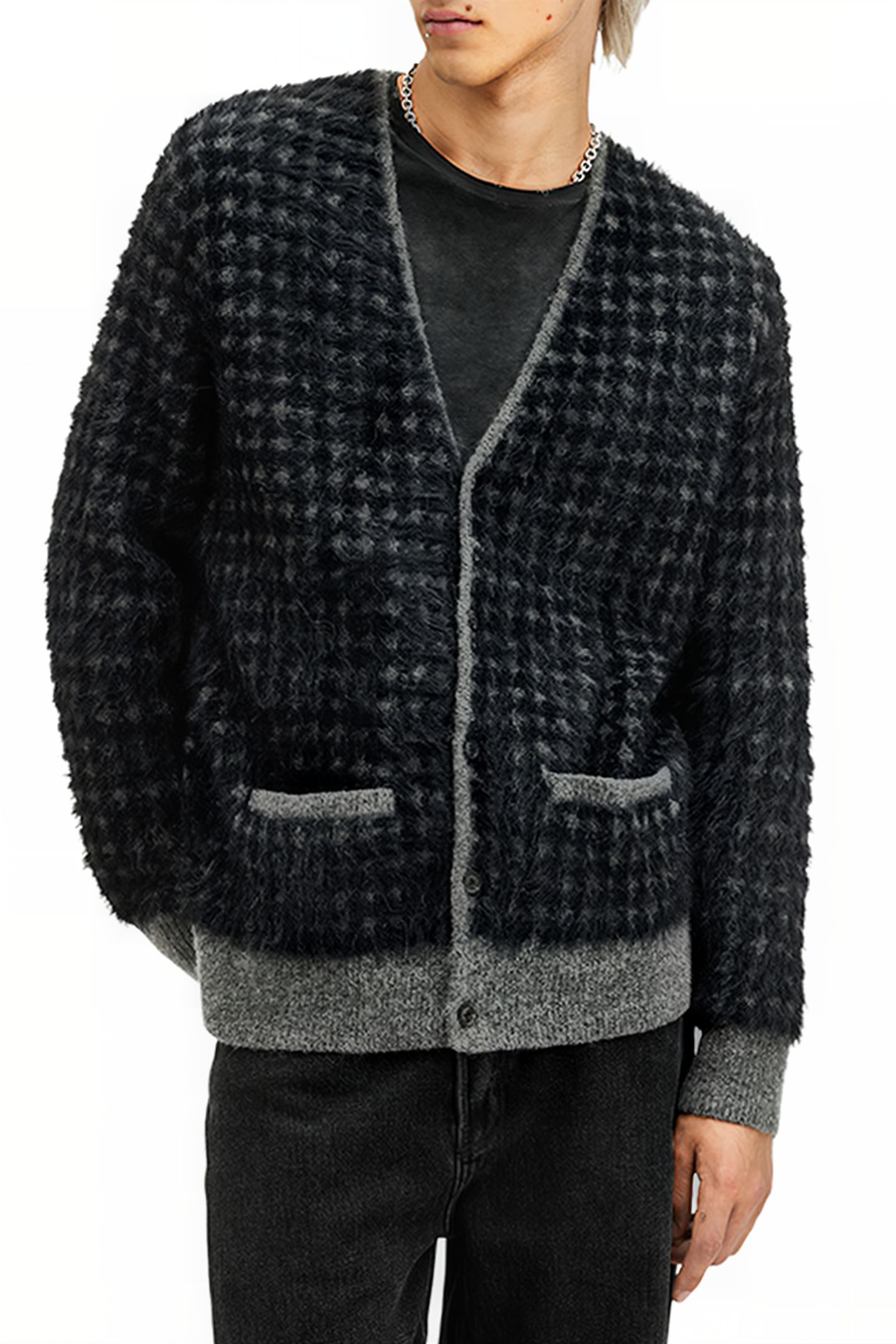 EDGAR CARDIGAN GREY/BLACK 6