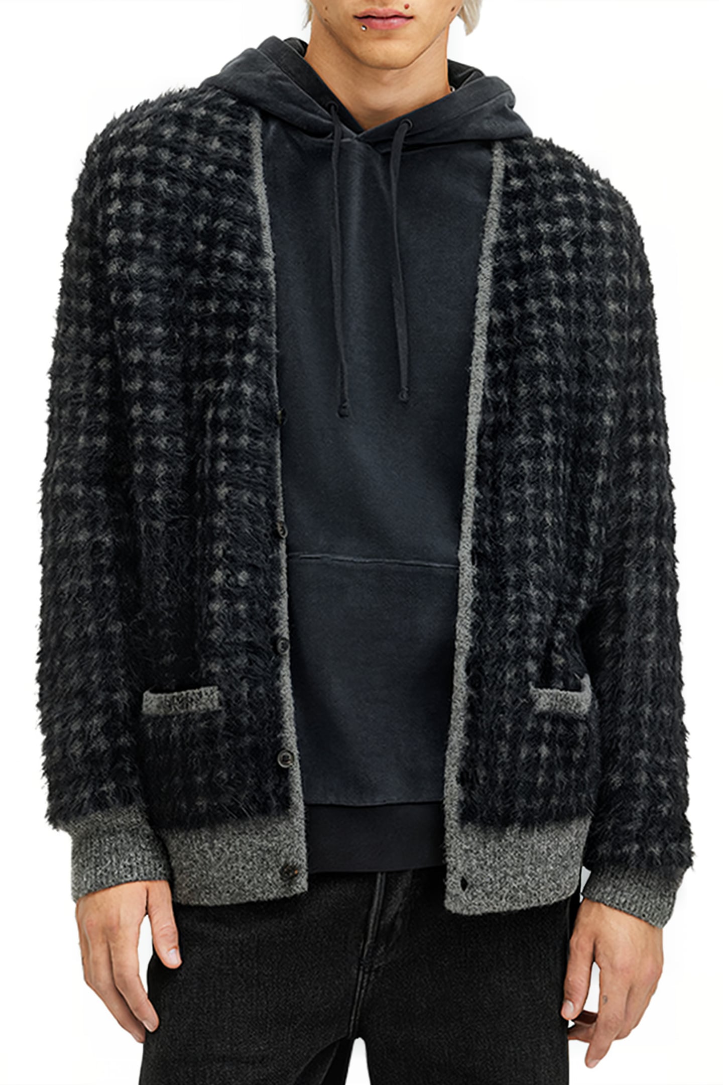 EDGAR CARDIGAN GREY/BLACK 1