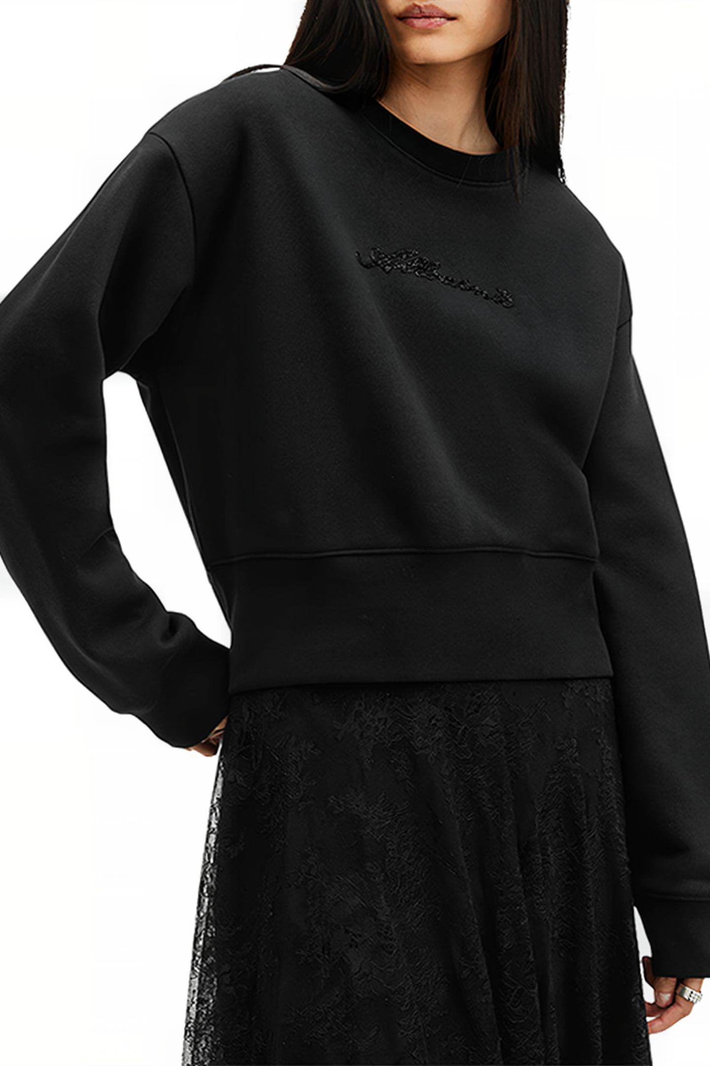 FERN EMB SWEAT BLACK 5