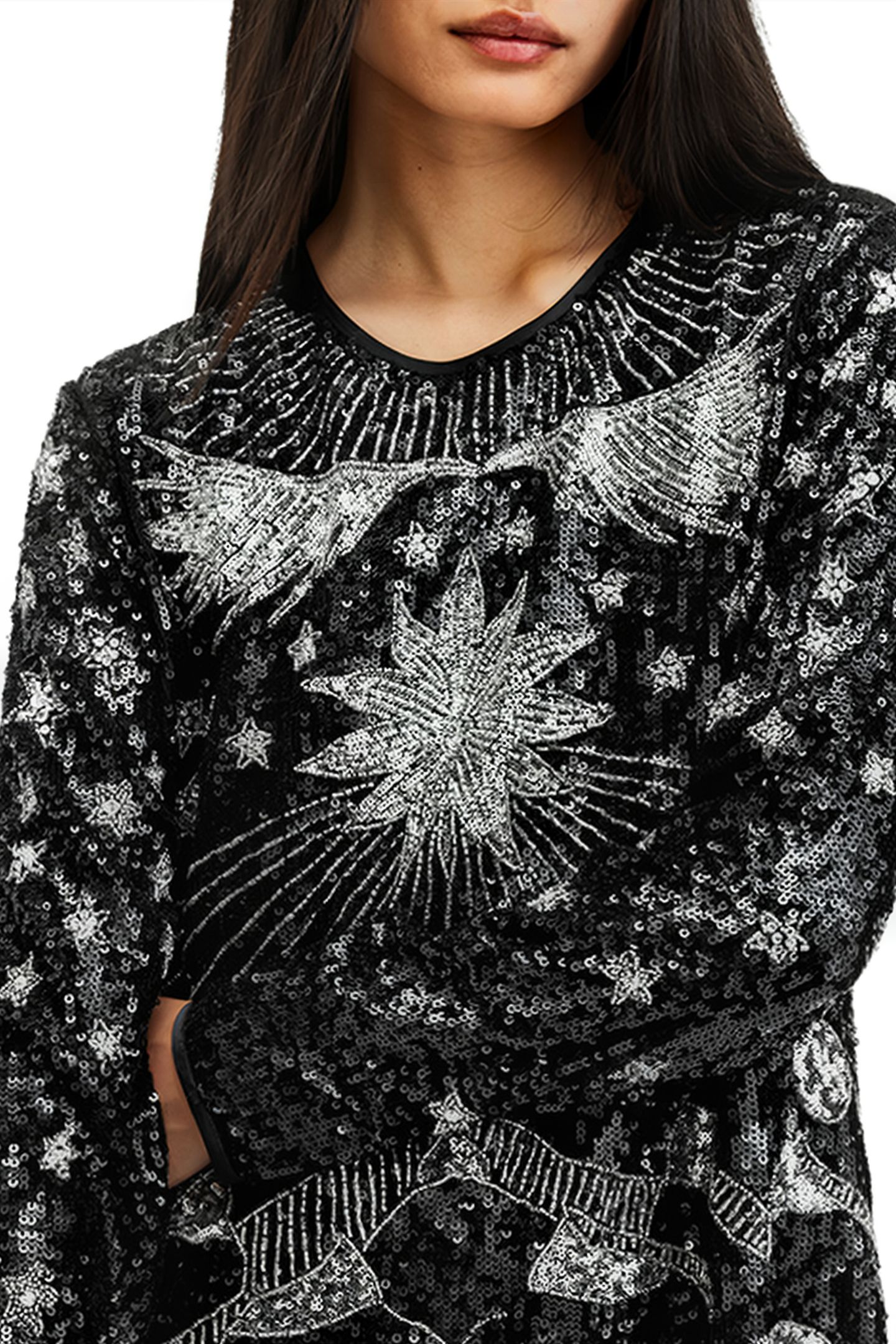 NOUSHKA EMB DRESS BLACK/SILVER 8