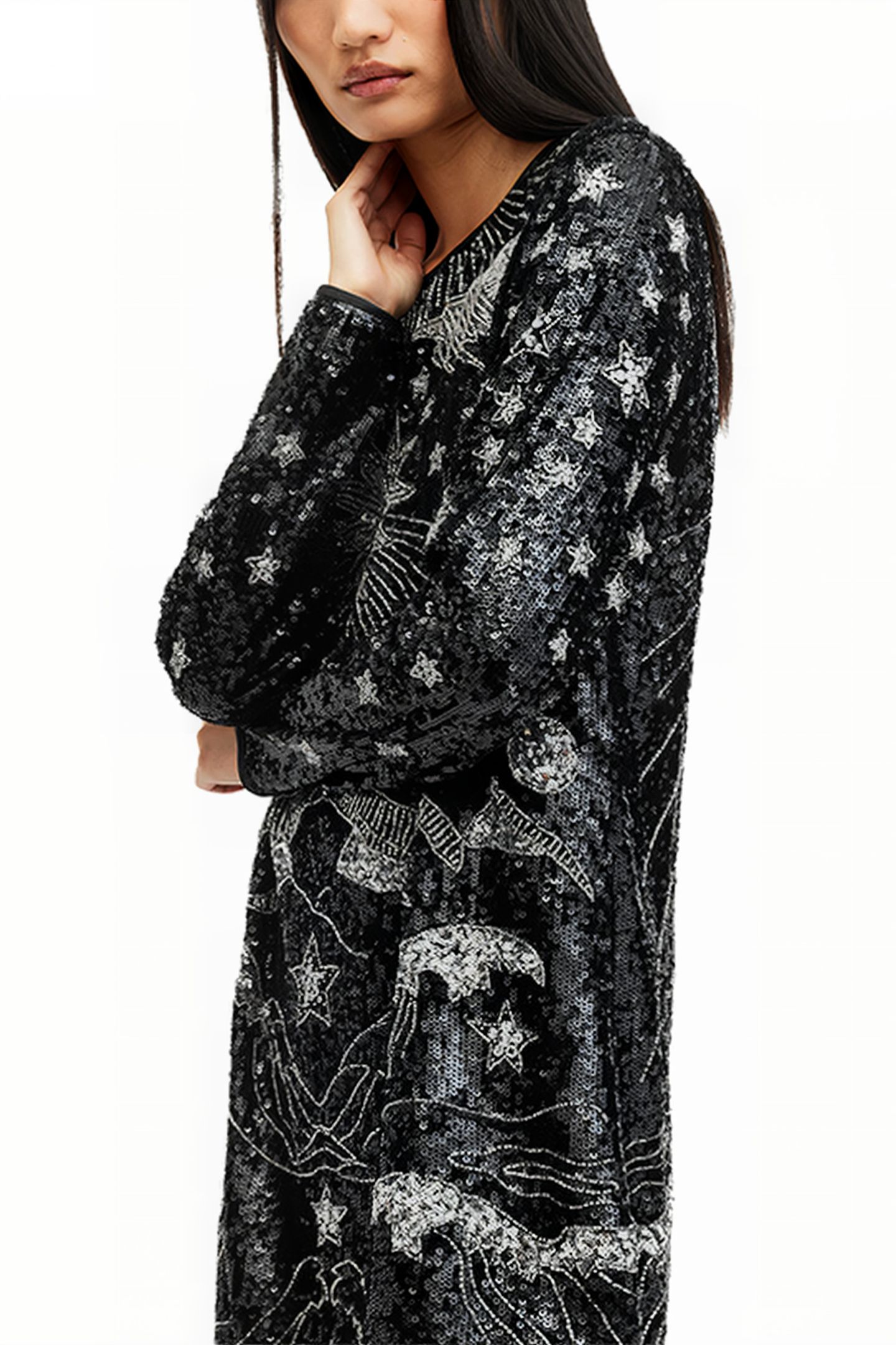 NOUSHKA EMB DRESS BLACK/SILVER 7