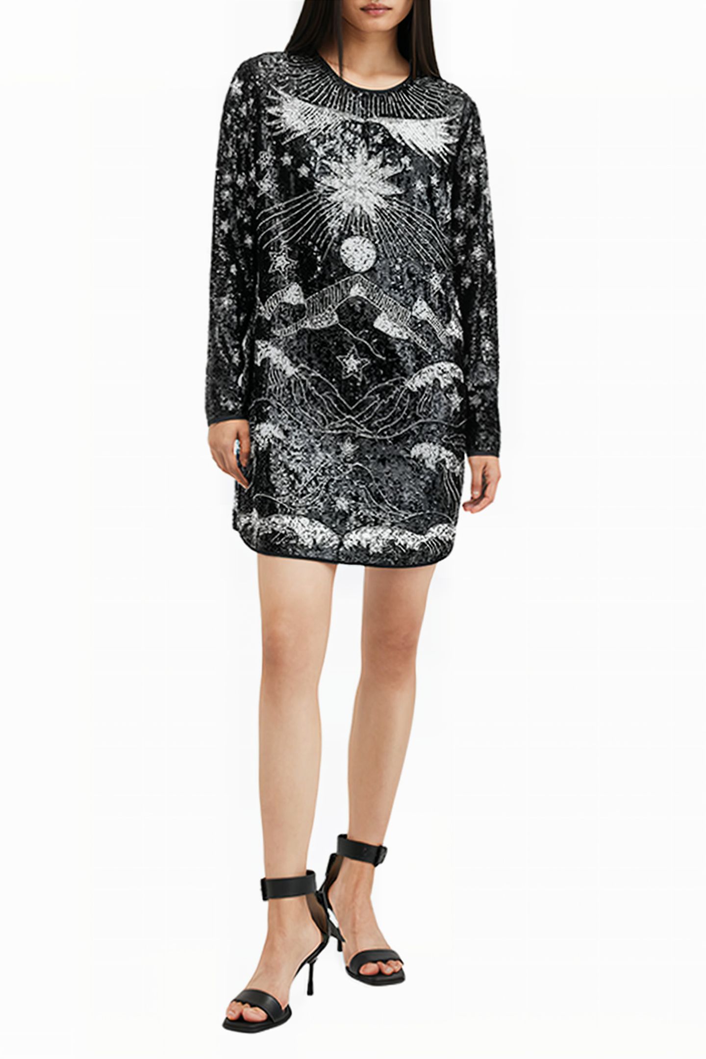 NOUSHKA EMB DRESS BLACK/SILVER 3