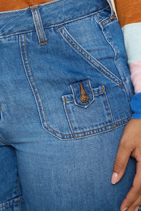 MOLLIE COMBAT DENIM SHORTS MID DENIM 5