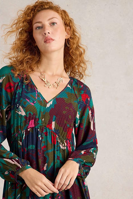 IZZY MIDI DRESS GREEN PRINT 5
