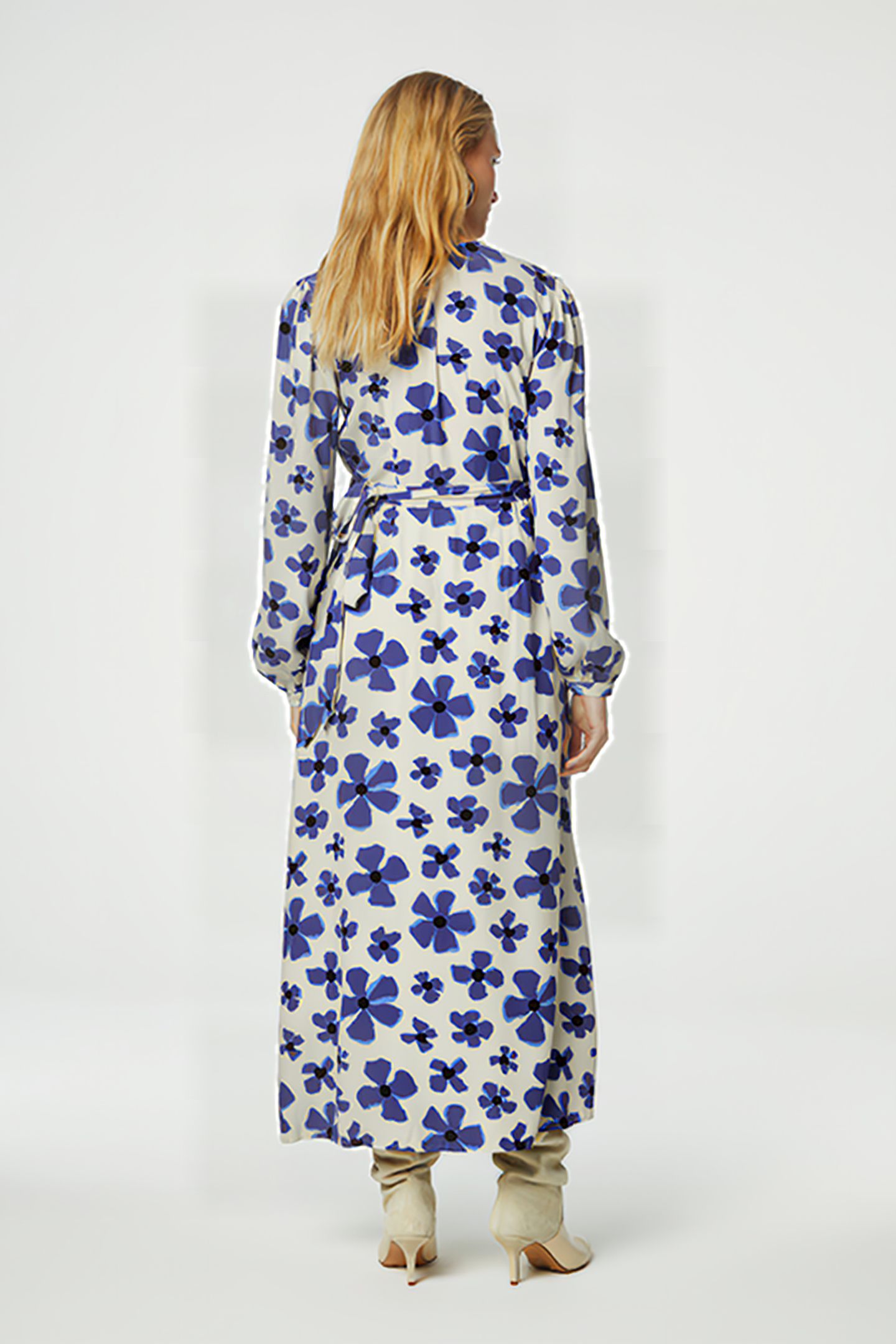 NIA DRESS CREAM WHITE/BLUE NIG 2