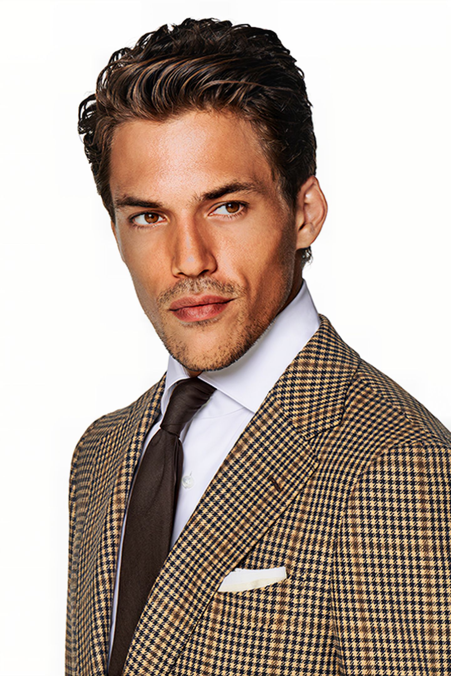 MID BROWN HOUNDSTOOTH TAILORED FIT HAVANA SUIT 7