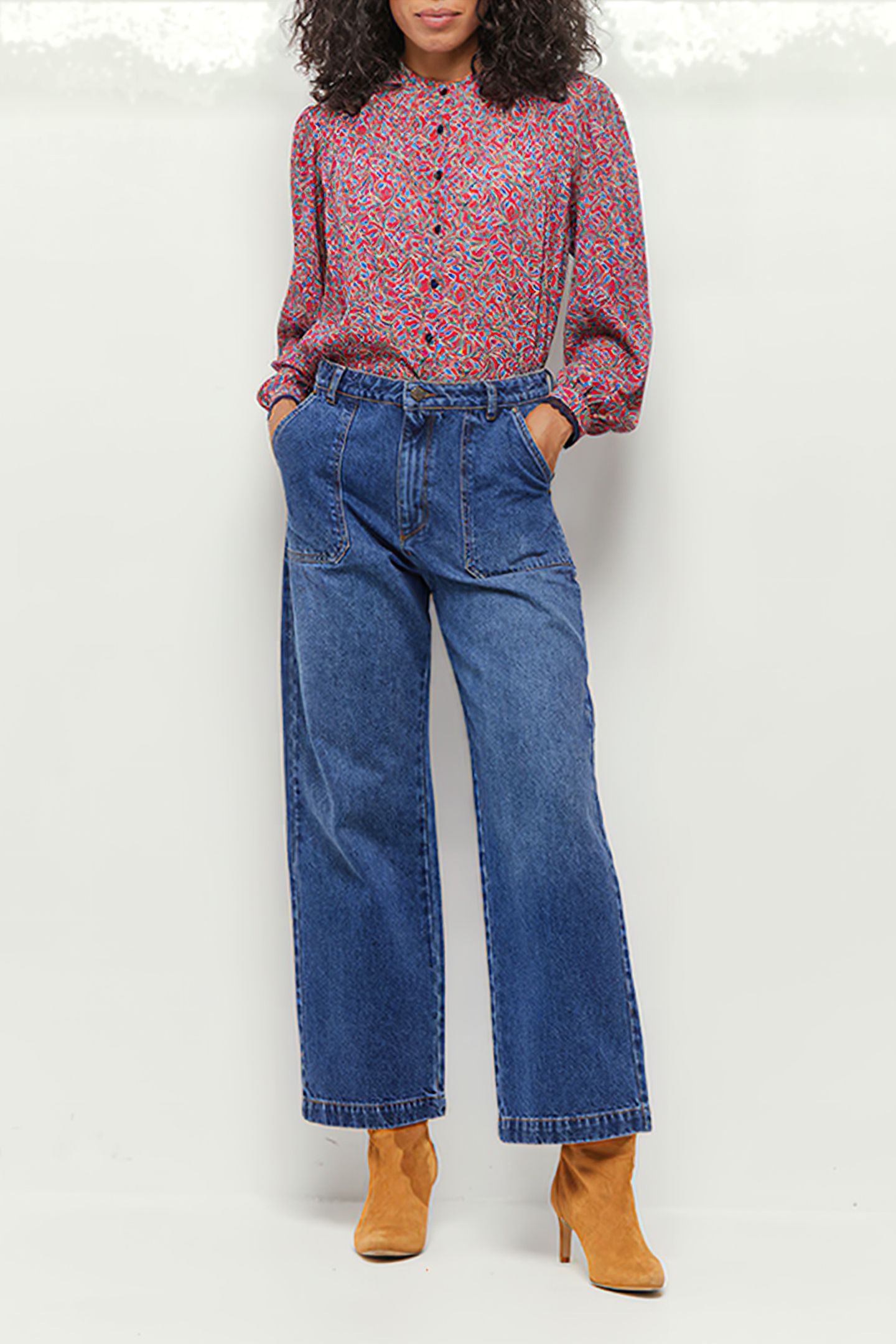 CALY - FUCHSIA SHIRT WITH ROMANTIC RECYCLED FOLIAGE PRINT 2