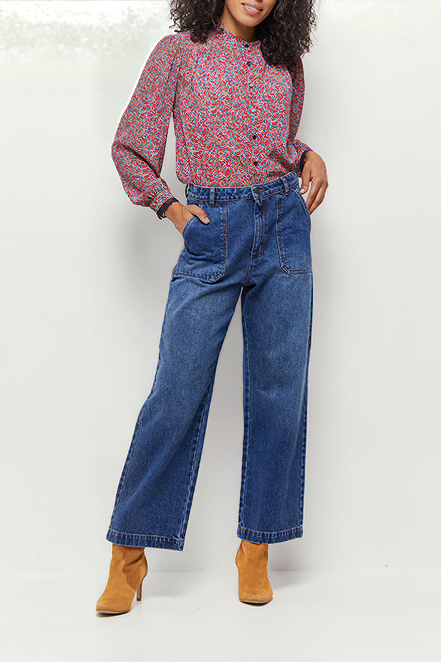 CALY - FUCHSIA SHIRT WITH ROMANTIC RECYCLED FOLIAGE PRINT 3