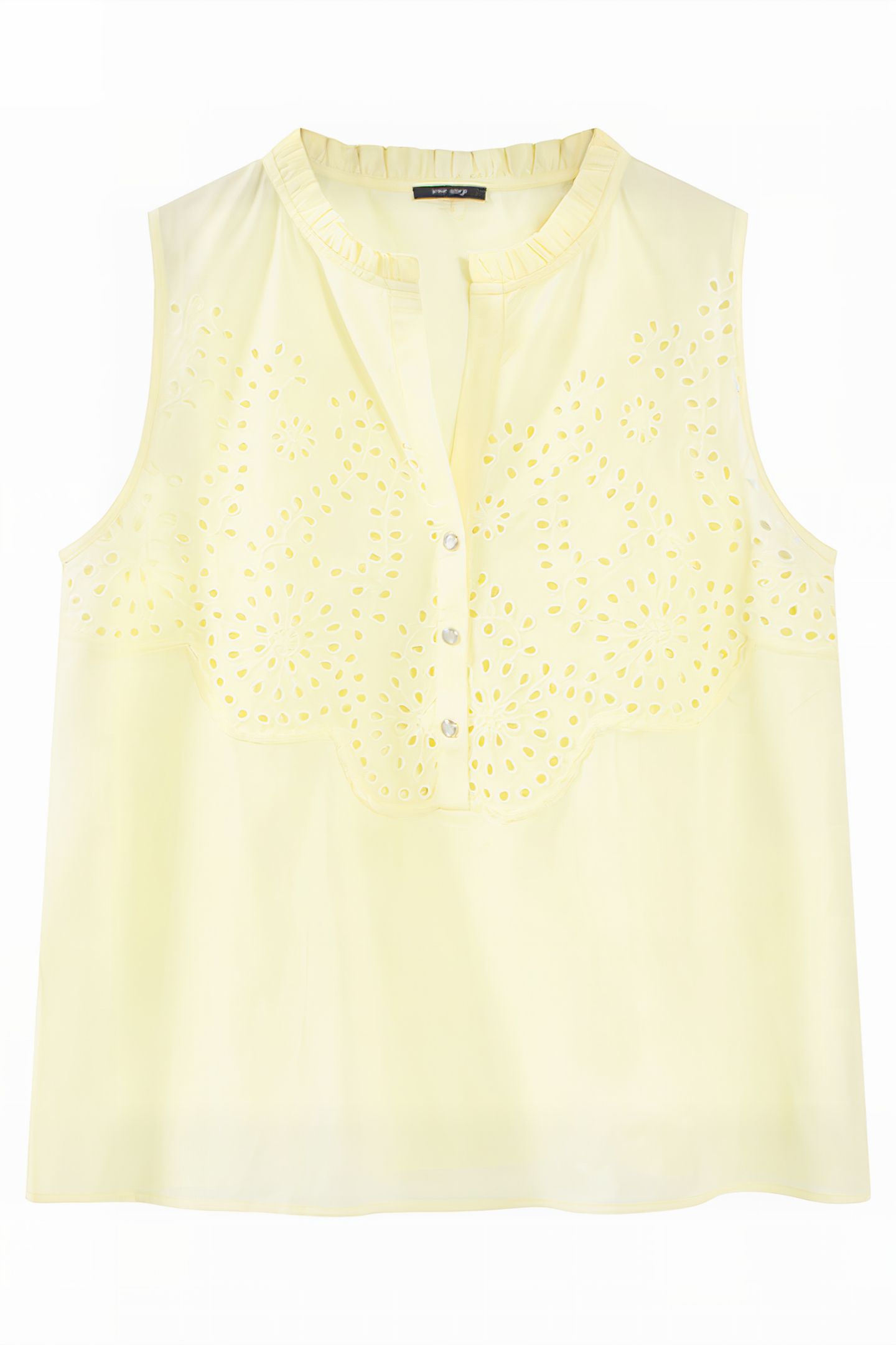 CANDIE - MIMOSA TOP WITH COLLAR AND EMBROIDERED TRIM 1