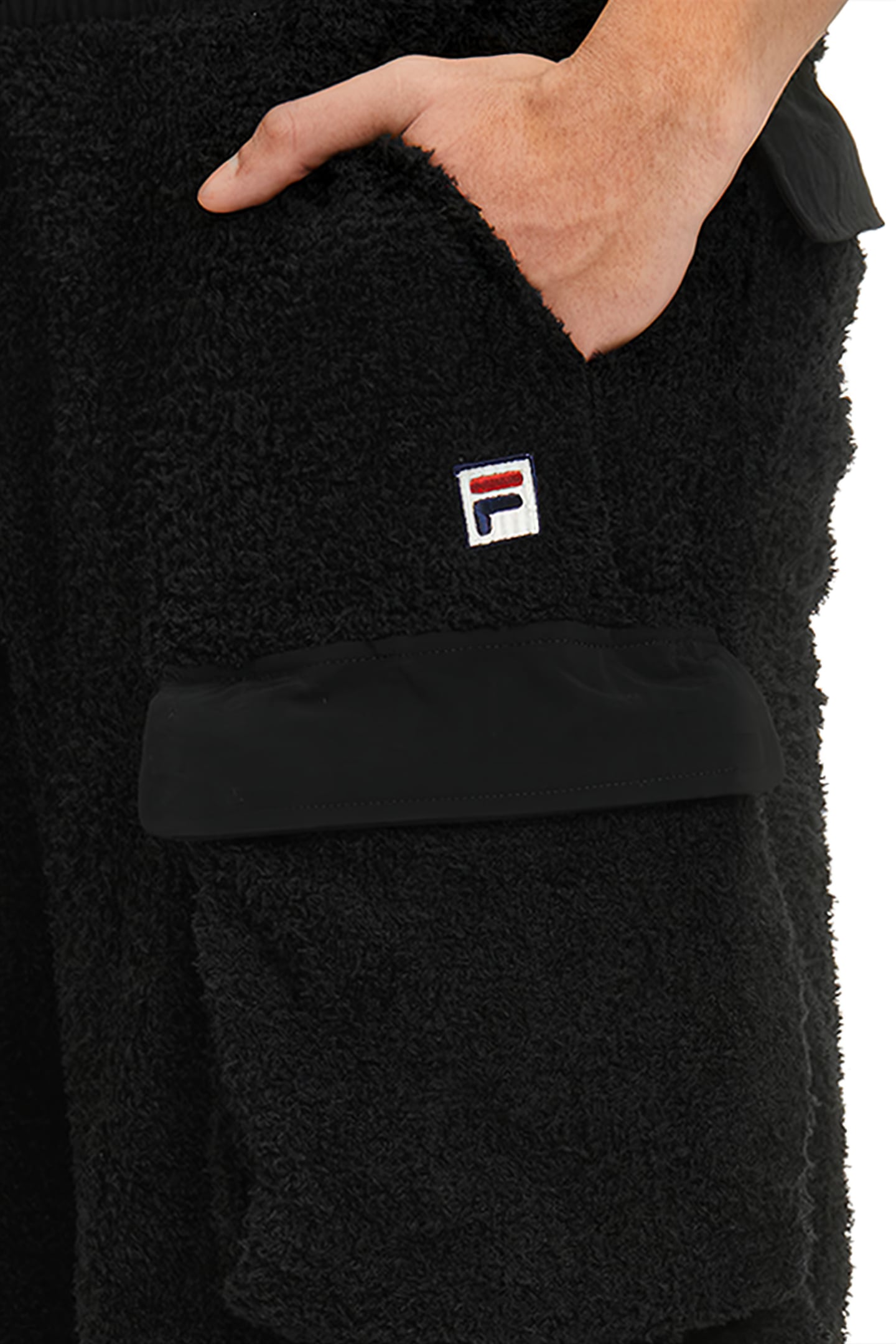 TERRY FABRIC CARGO SHORTS WITH NYLON INSTERTS BLACK 7