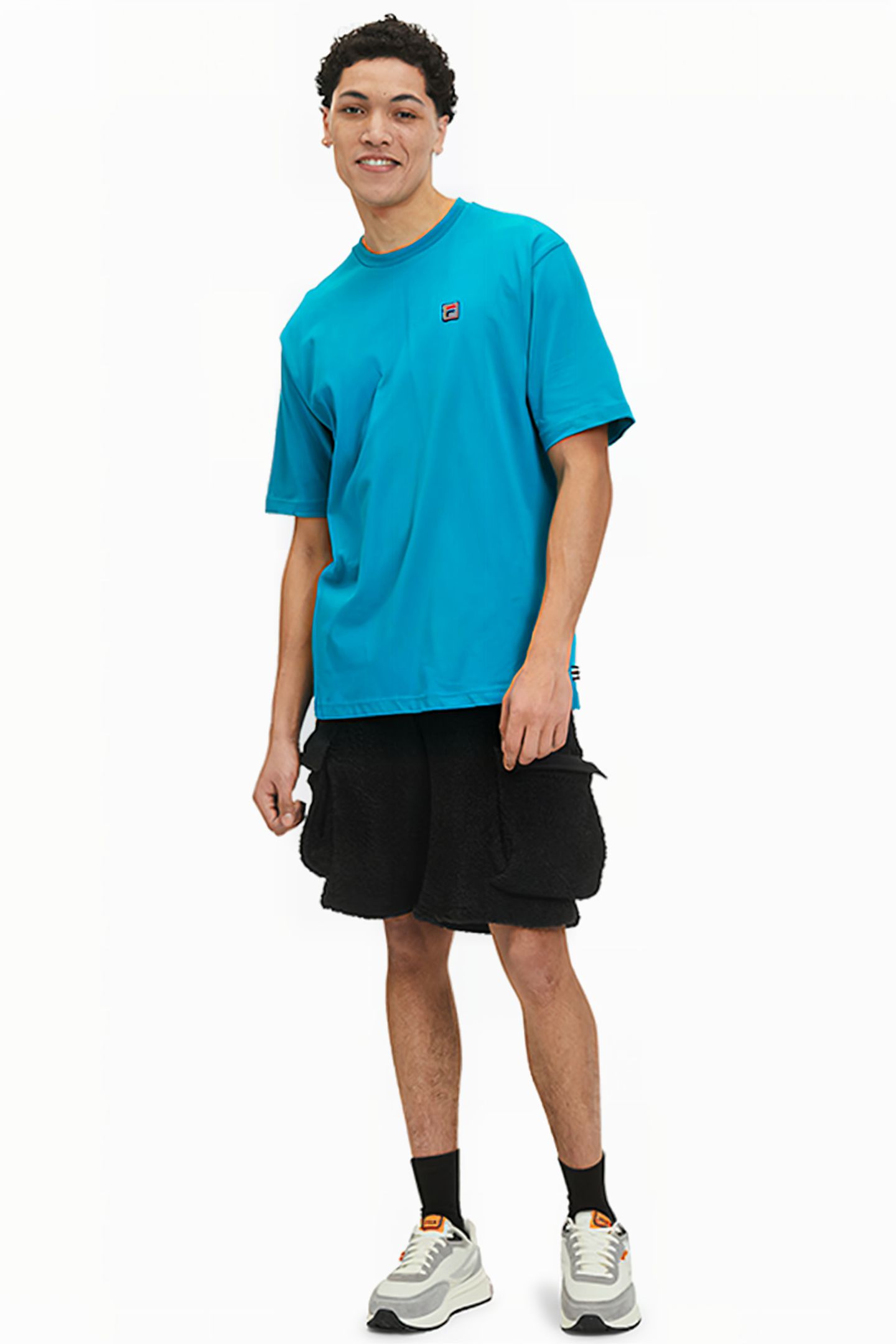 TERRY FABRIC CARGO SHORTS WITH NYLON INSTERTS BLACK 3