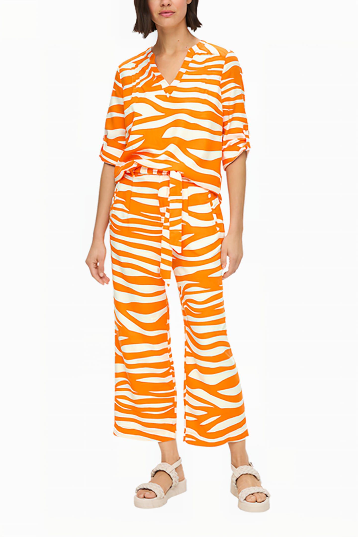 S.OLIVER BLOUSES ORANGE-WHITE 3