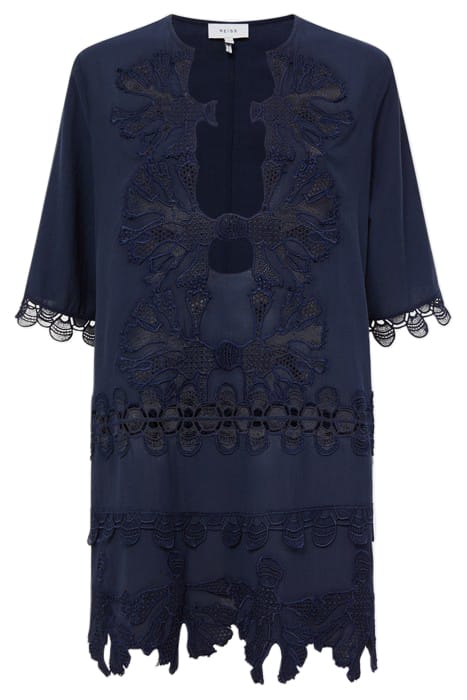 ETTA EMBROIDERED MINI DRESS — NAVY 4
