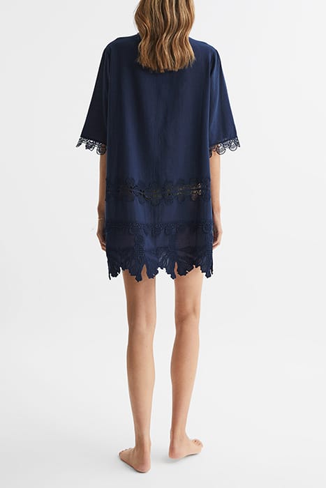 ETTA EMBROIDERED MINI DRESS — NAVY 3
