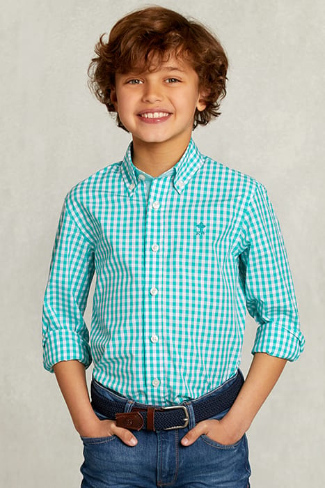 CUSTOM FIT CHECKED SHIRT GREEN.WHITE GREEN 1