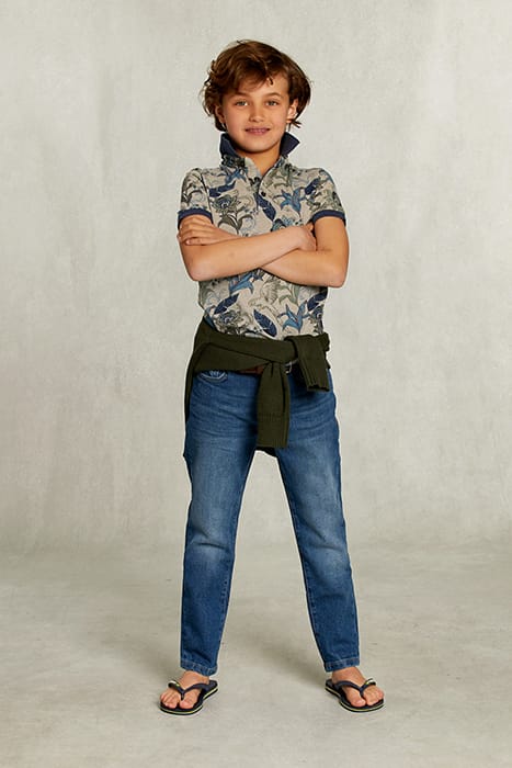 CUSTOM FIT FLORAL POLO EQUATOR MIX KHAKI 3