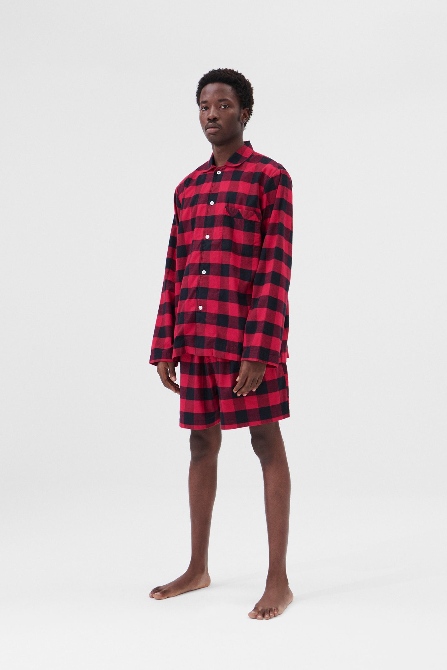 UNISEX FLANNEL, PYJAMAS SHORTS RED GINGHAM 1
