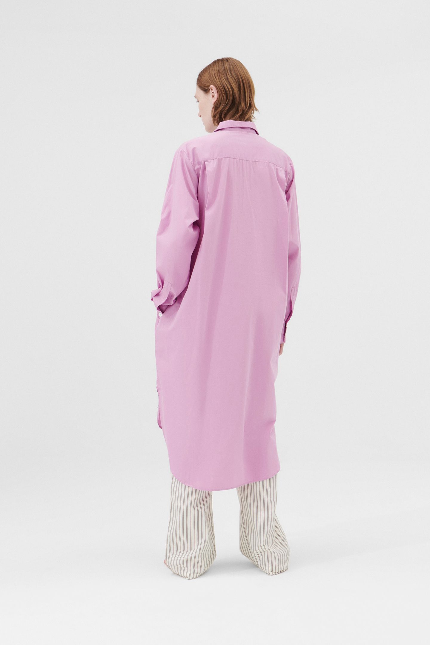 UNISEX POPLIN, NIGHT SHIRT PURPLE PINK 2