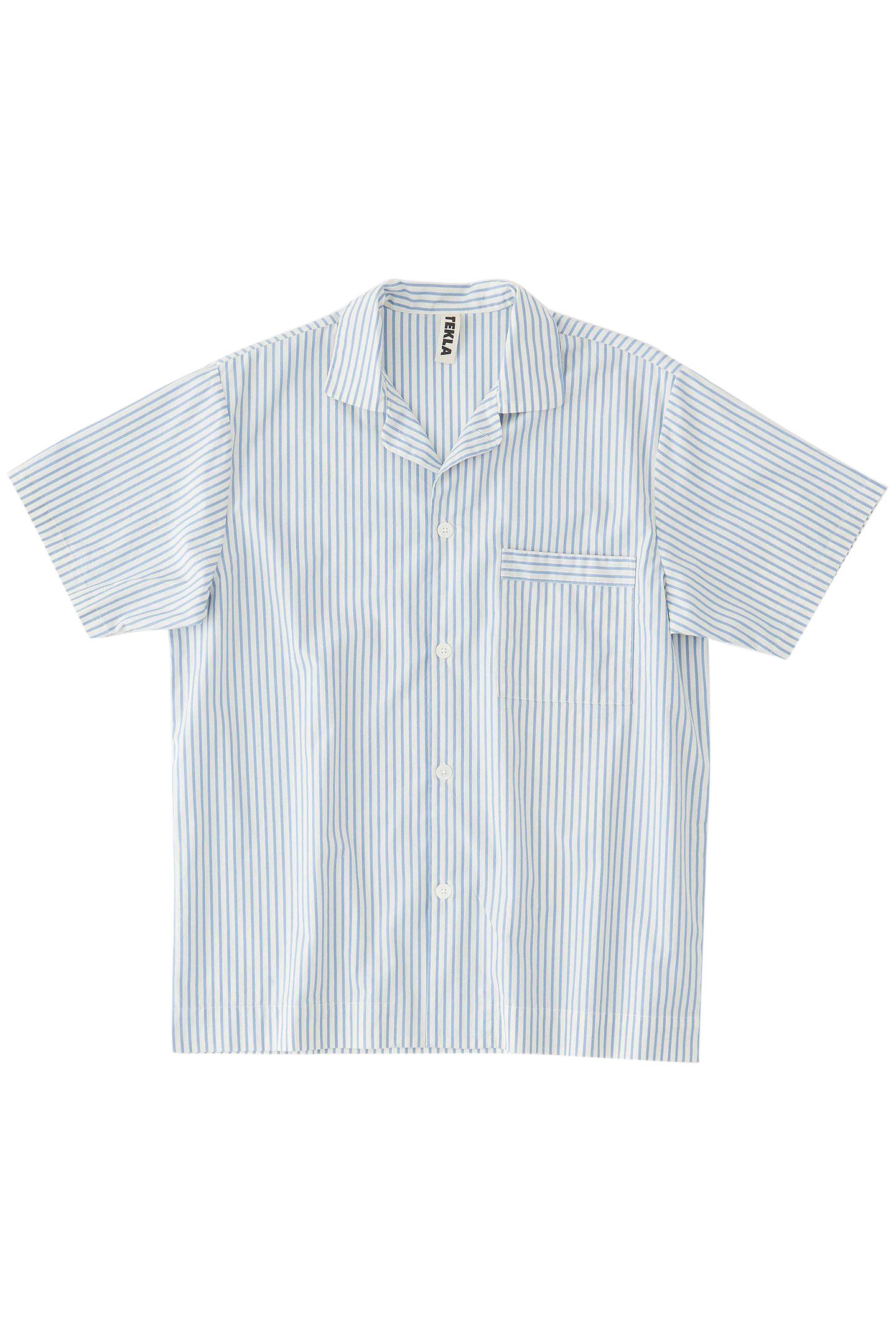 UNISEX POPLIN, SHORT SLEEVE SHIRT PLACID BLUE STRIPES 1