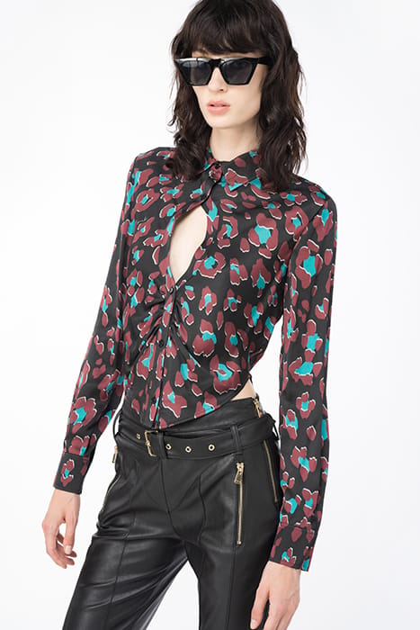 CYBERNELLA SHIRT BLACK/LIGHT GREEN/BURGUNDY 1