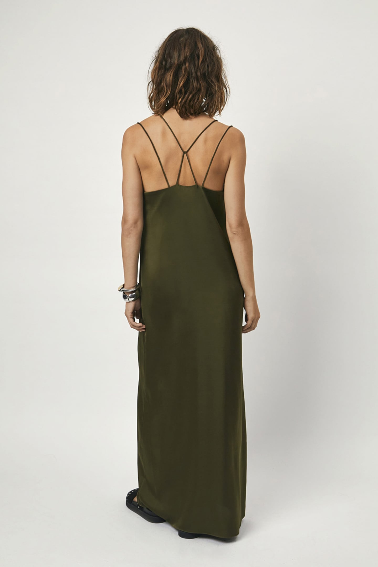 LOAN SATIN DRESS JUNGLE LEAF 2