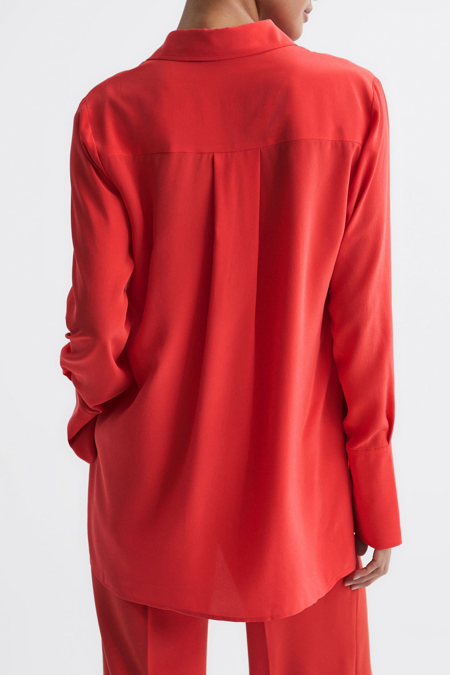 KIA MATTE SILK BLOUSE — CORAL 2