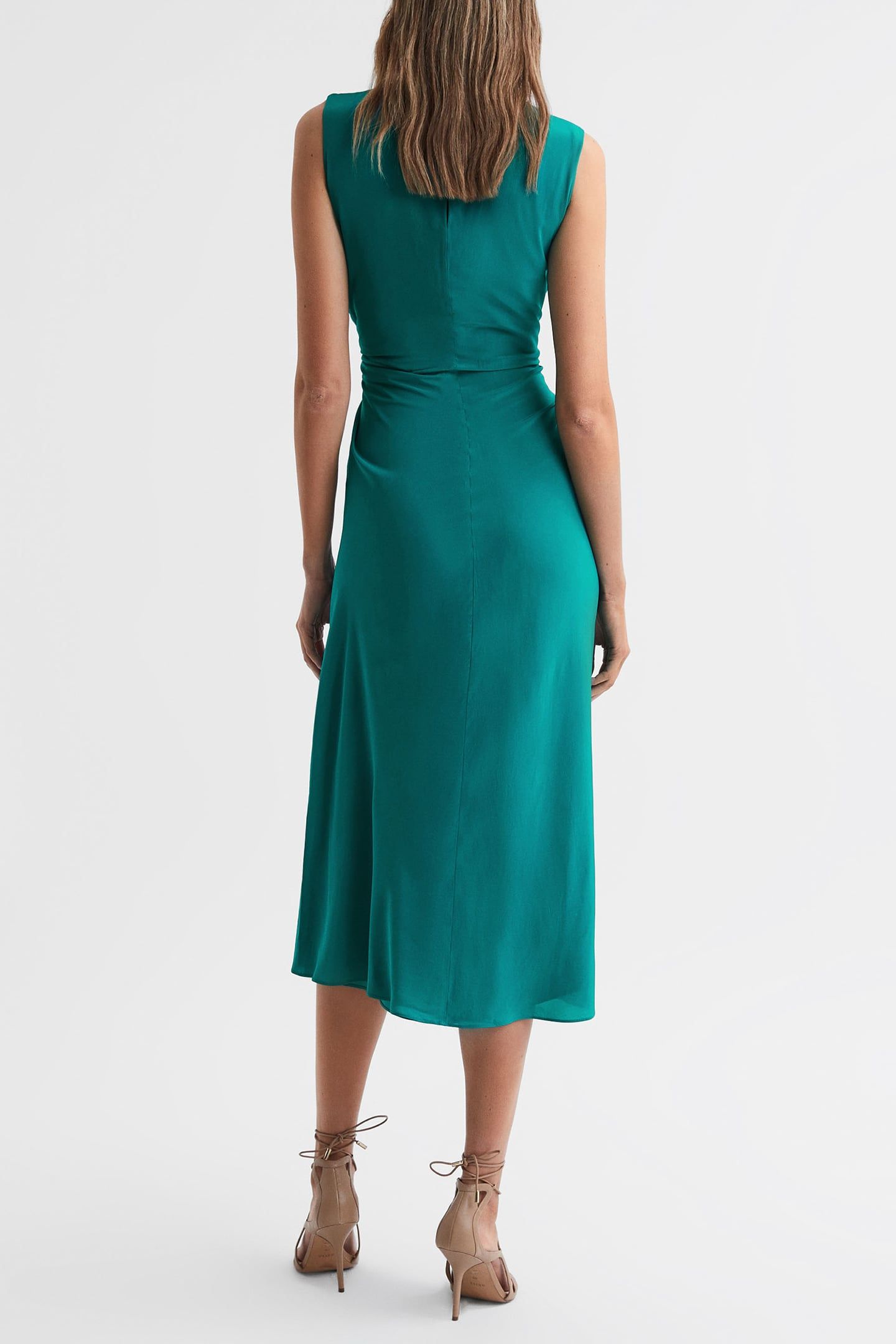 RUCHED MIDI DRESS — GREEN BODYCON 2