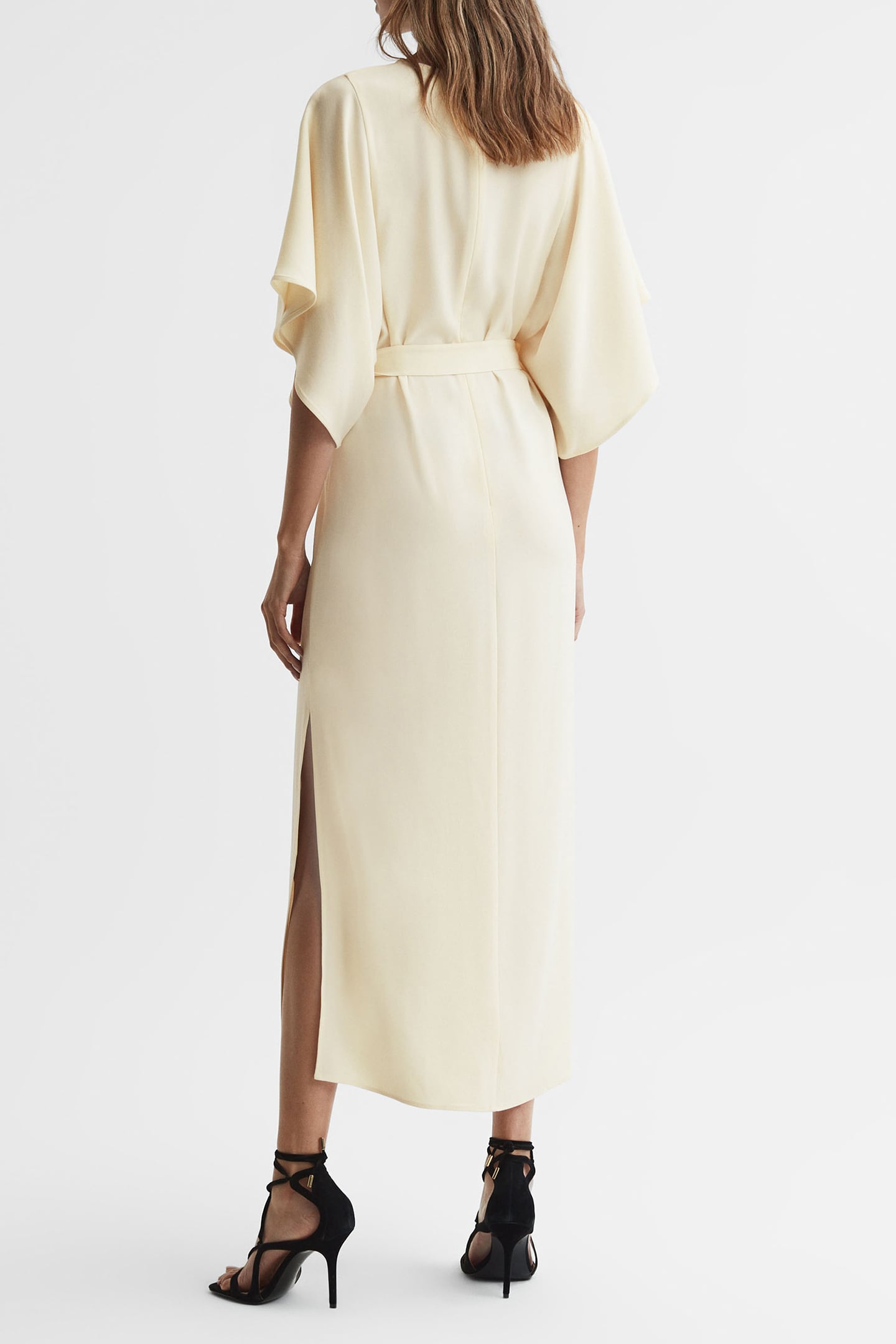 CAPE SLEEVE MIDI DRESS — LEMON 2