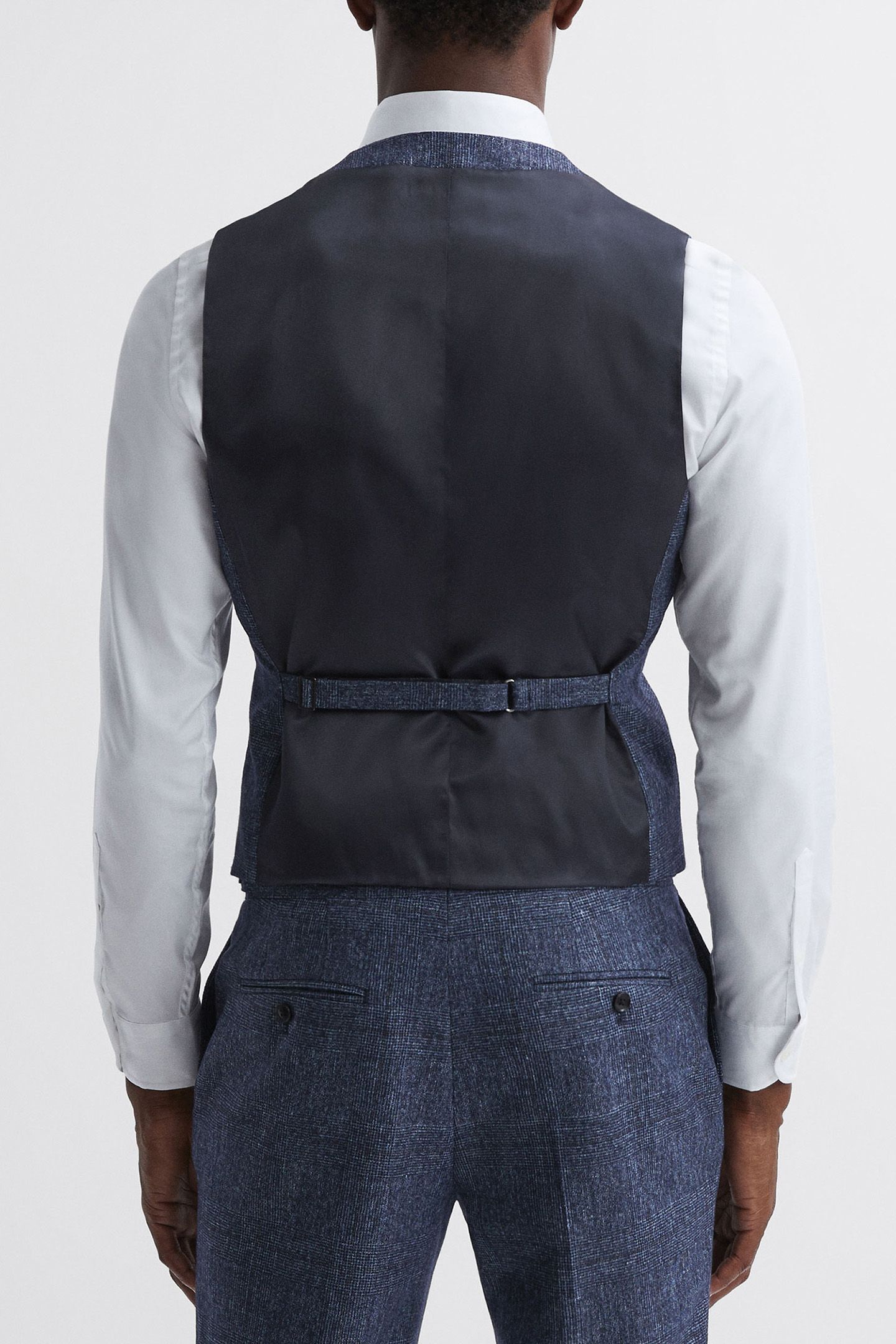 PRINCE OF WALES CHECK WAISTCOAT — INDIGO 2