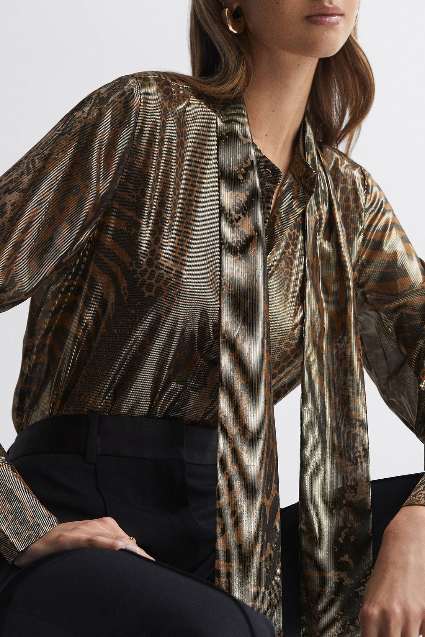 METALLIC BLOUSE GOLD — ANIMAL PRINT 4