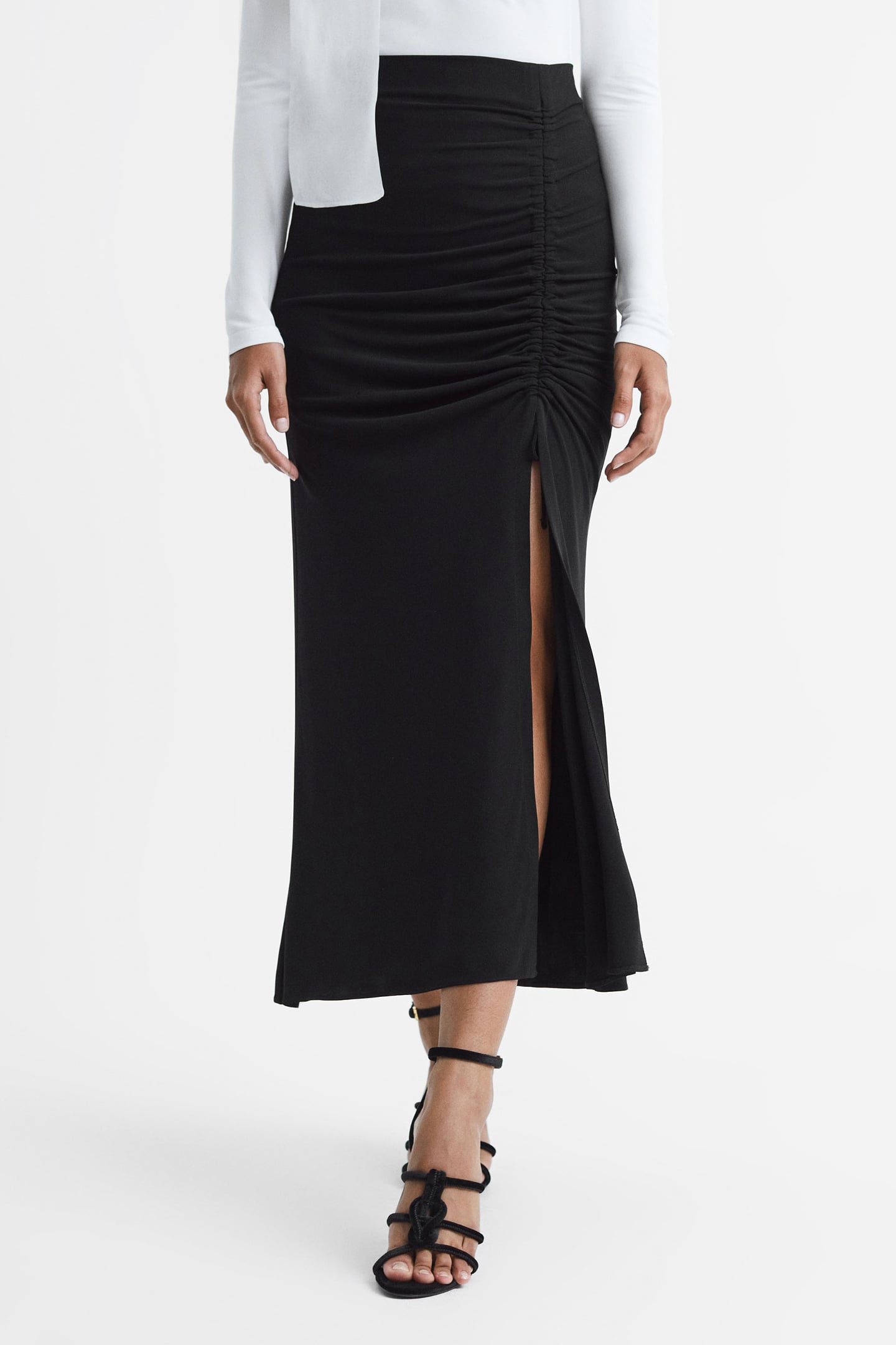 JERSEY MIDI SKIRT — THE MODEL IS WEARING A SIZE 8 1