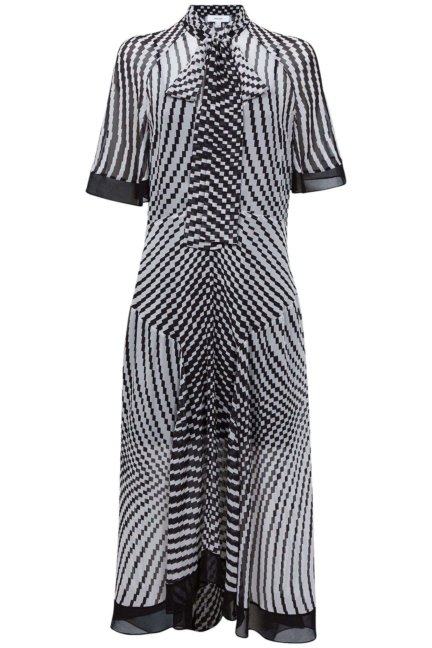 CHECK MIDI DRESS — BLACK AND WHITE 3