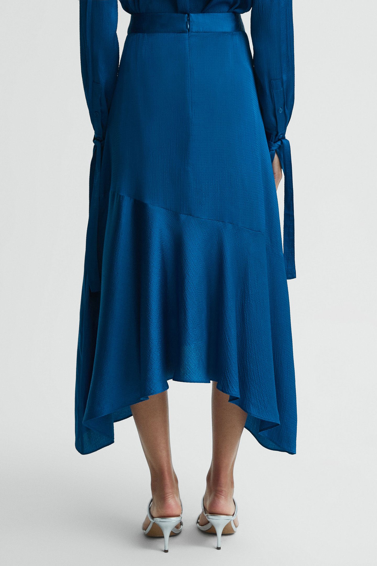 ASYMMETRIC MIDI SKIRT — DARK BLUE 2