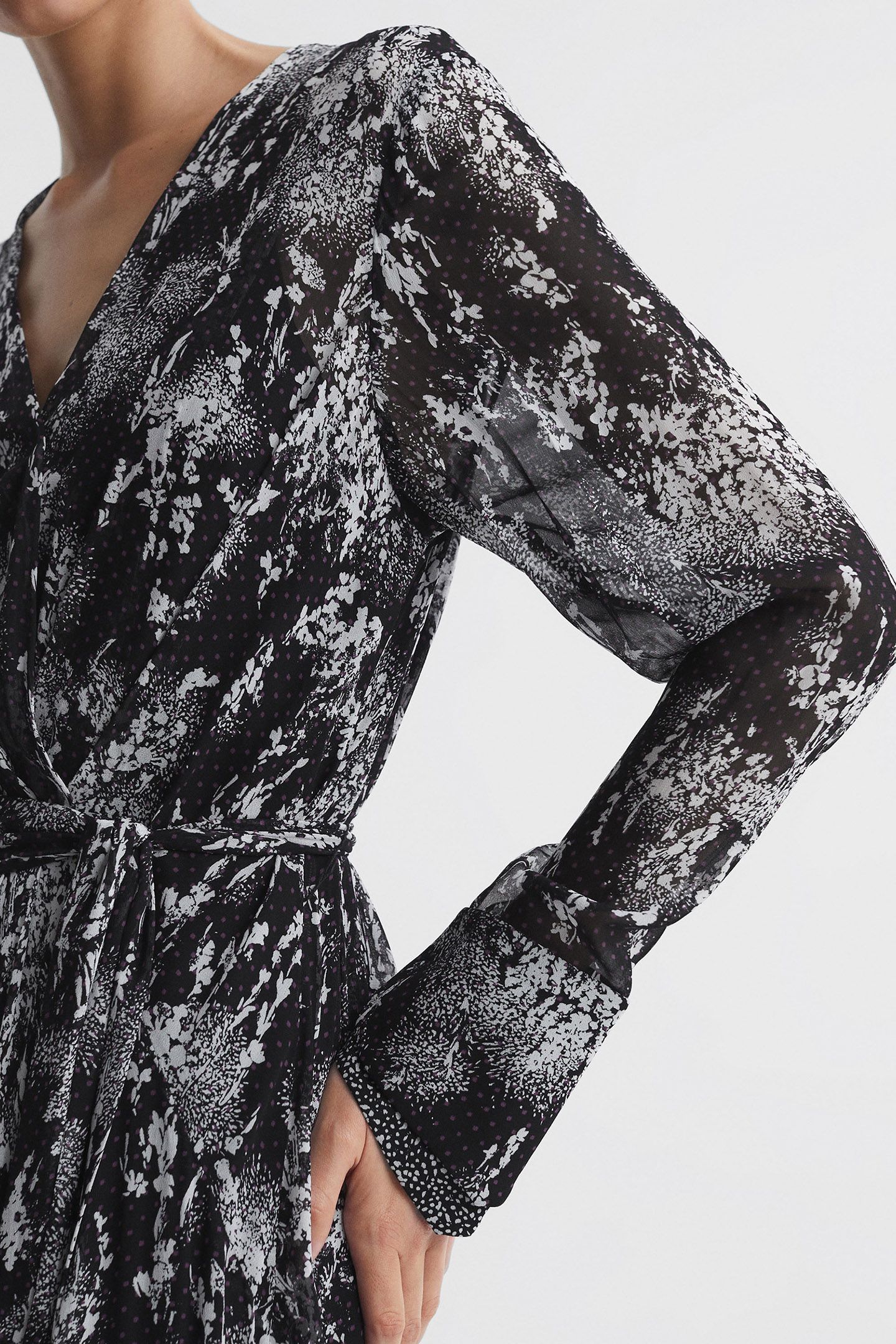 PRINTED RUFFLE MIDI DRESS 5